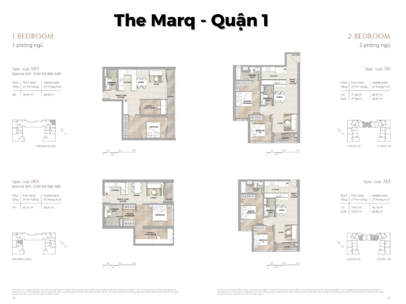 Layout chi tiết các loại hình căn hộ tại The Marq